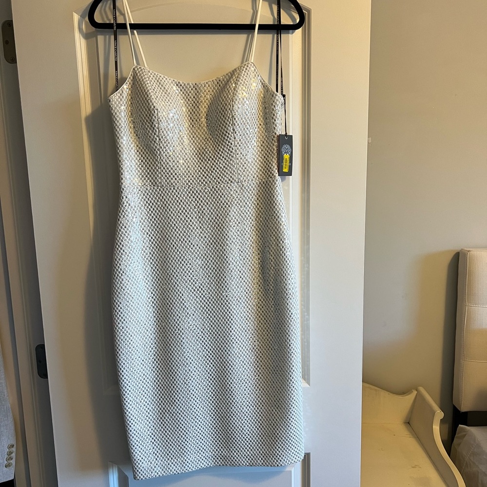 Vince Camuto White Textured Sheath Dress